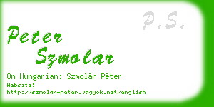 peter szmolar business card